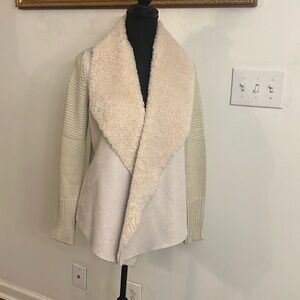 Chelsea & Theodore Faux Suede, Faux Suede Open Front Sweater Cardigan, Sz. S.